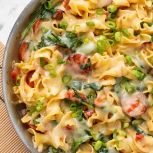 Creamy sausage pasta with spinach