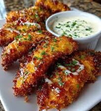 Crispy chicken tenders with dip