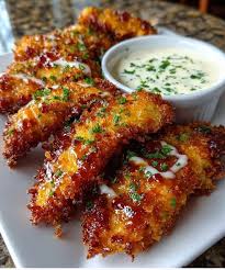 Crispy chicken tenders with dip