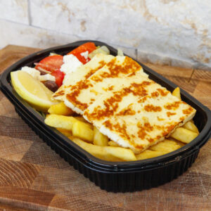 Halloumi fries with Greek salad
