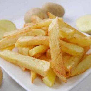 Golden french fries on a plate