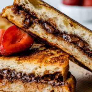 Chocolate hazelnut toast with strawberries