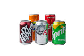 Assorted soda cans