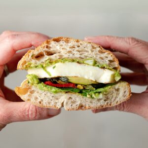 Halloumi and grilled vegetable sandwich