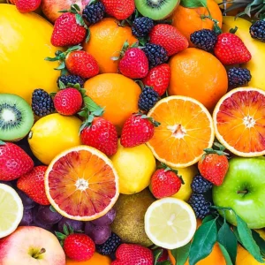 Fresh fruit assortment close up