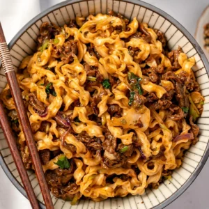 Beef and noodle bowl