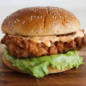 Crispy chicken sandwich with sauce