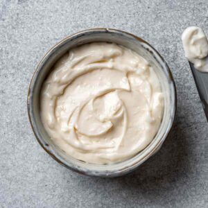 Creamy mayonnaise in a bowl